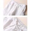 imageGihuo Womens Tapered Linen Pants Casual Straight Leg Drawstring Elastic Waist Loose Comfy Joggers Trousers with PocketsWhite