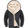 imageGihuo Unisex Boys Girls Winter Warm Sherpa Lined Zip Up Sweatshirt Fleece Jacket Kids Hoodie OuterwearDarkgrey