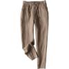 imageGihuo Womens Tapered Linen Pants Casual Straight Leg Drawstring Elastic Waist Loose Comfy Joggers Trousers with PocketsDark Khaki