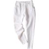 imageGihuo Womens Tapered Linen Pants Casual Straight Leg Drawstring Elastic Waist Loose Comfy Joggers Trousers with PocketsWhite