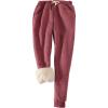imageGihuo Womens Winter Warm Fleece Pants Sherpa Lined Sweatpants Jogger Track Pants Athletic Active Lounge PantsWine