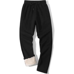 imageGihuo Mens Winter Warm Fleece Pants Sherpa Fleece Lined Jogger Pants Sweatpants2black Open Bottom
