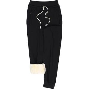 imageGihuo Womens Sherpa Lined Sweatpants Winter Casual Jogger Sweat Pants Warm Athletic Thermal Fleece Lining Lounge Pants02black