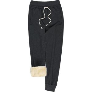 imageGihuo Womens Sherpa Lined Sweatpants Winter Casual Jogger Sweat Pants Warm Athletic Thermal Fleece Lining Lounge Pants02darkgrey