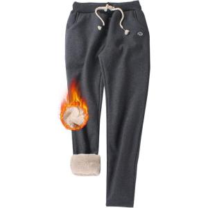 imageGihuo Womens Sherpa Lined Sweatpants Winter Casual Jogger Sweat Pants Warm Athletic Thermal Fleece Lining Lounge PantsDark Grey