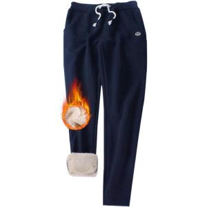 imageGihuo Womens Sherpa Lined Sweatpants Winter Casual Jogger Sweat Pants Warm Athletic Thermal Fleece Lining Lounge PantsNavy