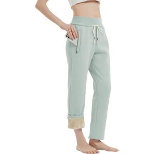 imageGihuo Womens Sherpa Lined Sweatpants Winter Warm Fleece Lined Sweatpants with Pockets Fleece Jogger Pants2 Lightgreen