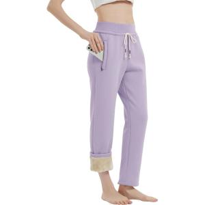 imageGihuo Womens Sherpa Lined Sweatpants Winter Warm Fleece Lined Sweatpants with Pockets Fleece Jogger Pants2 Lightpurple