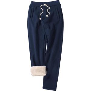 imageGihuo Womens Sherpa Lined Sweatpants Winter Warm Fleece Lined Sweatpants with Pockets Fleece Jogger Pants2 Navy