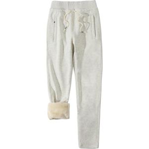 imageGihuo Womens Sherpa Lined Sweatpants Winter Warm Fleece Lined Sweatpants with Pockets Fleece Jogger Pants2 White