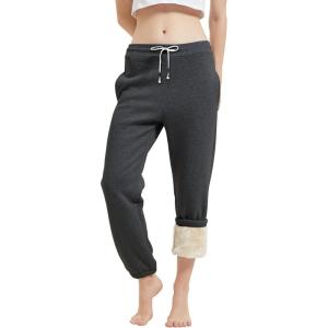 imageGihuo Womens Sherpa Lined Sweatpants Winter Warm Fleece Lined Sweatpants with Pockets Fleece Jogger PantsDark Grey