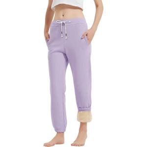 imageGihuo Womens Sherpa Lined Sweatpants Winter Warm Fleece Lined Sweatpants with Pockets Fleece Jogger PantsLightpurple