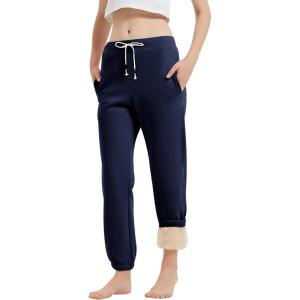 imageGihuo Womens Sherpa Lined Sweatpants Winter Warm Fleece Lined Sweatpants with Pockets Fleece Jogger PantsNavy