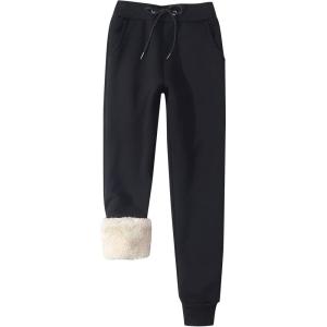 imageGihuo Womens Winter Fleece Pants Sherpa Lined Sweatpants Active Running Jogger Pants02 Black