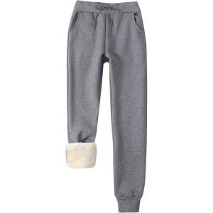 imageGihuo Womens Winter Fleece Pants Sherpa Lined Sweatpants Active Running Jogger Pants02 Dark Grey
