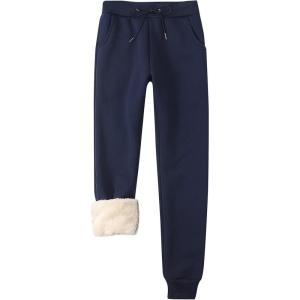imageGihuo Womens Winter Fleece Pants Sherpa Lined Sweatpants Active Running Jogger Pants02 Navy