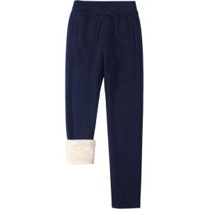 imageGihuo Womens Winter Fleece Pants Sherpa Lined Sweatpants Active Running Jogger PantsNavy