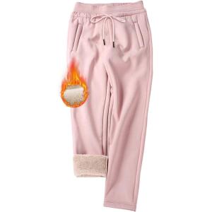 imageGihuo Womens Winter Fleece Pants Sherpa Lined Sweatpants Active Running Jogger PantsPink