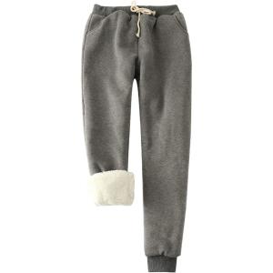 imageGihuo Womens Winter Warm Fleece Pants Sherpa Lined Sweatpants Jogger Track Pants Athletic Active Lounge PantsDark Grey
