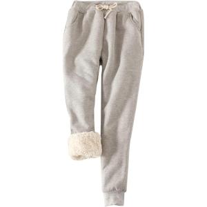imageGihuo Womens Winter Warm Fleece Pants Sherpa Lined Sweatpants Jogger Track Pants Athletic Active Lounge PantsLight Grey