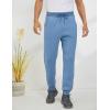 imageGihuo Mens Winter Fleece Pants Sherpa Lined Sweatpants Active Running Jogger Pants1 Blue Ribbed Cuff