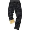 imageGihuo Mens Winter Warm Fleece Pants Sherpa Fleece Lined Jogger Pants Sweatpants01 Blackcamo Straight Cuffs