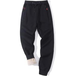 imageGihuo Men Sweatpants Sherpa Fleece Lined Sweatpants Winter Thermal Active Outdoor Sports Track Jogger Pants01 Black