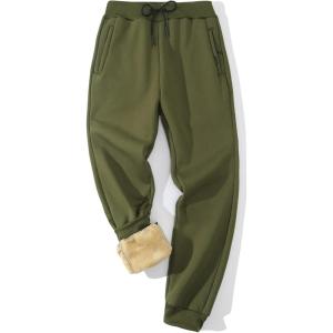 imageGihuo Men Sweatpants Sherpa Fleece Lined Sweatpants Winter Thermal Active Outdoor Sports Track Jogger Pants02 Army