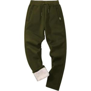 imageGihuo Men Sweatpants Sherpa Fleece Lined Sweatpants Winter Thermal Active Outdoor Sports Track Jogger Pants03 Army