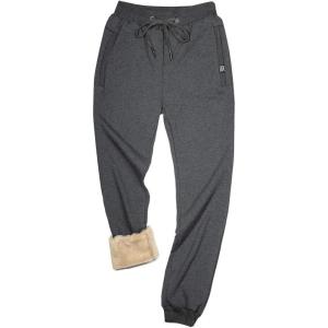imageGihuo Mens Sherpa Lined Athletic Sweatpants Winter Warm Track Pants01 Dark Greyribbed Cuffs