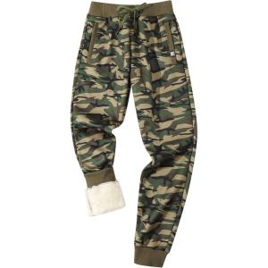 imageGihuo Mens Sherpa Lined Athletic Sweatpants Winter Warm Track Pants01 Greencamo Ribbed Cuffs
