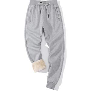 imageGihuo Mens Sherpa Lined Athletic Sweatpants Winter Warm Track Pants01 Lightgreyribbed Cuffs