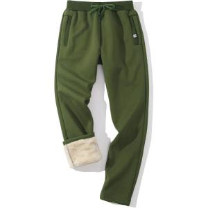 imageGihuo Mens Sherpa Lined Athletic Sweatpants Winter Warm Track Pants02 Armygreenstraight Cuffs