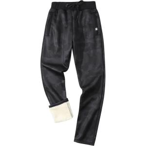 imageGihuo Mens Sherpa Lined Athletic Sweatpants Winter Warm Track Pants02 Blackcamo Straight Cuffs