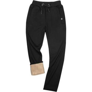 imageGihuo Mens Sherpa Lined Athletic Sweatpants Winter Warm Track Pants02 Blackstraight Cuffs