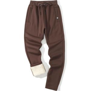 imageGihuo Mens Sherpa Lined Athletic Sweatpants Winter Warm Track Pants02 Brownstraight Cuffs