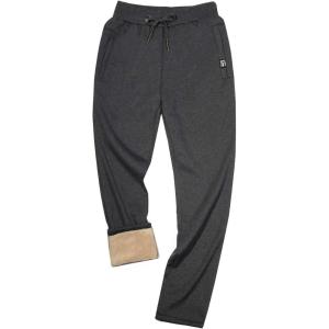 imageGihuo Mens Sherpa Lined Athletic Sweatpants Winter Warm Track Pants02 Dark Greystraight Cuffs