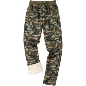 imageGihuo Mens Sherpa Lined Athletic Sweatpants Winter Warm Track Pants02 Greencamo Straight Cuffs