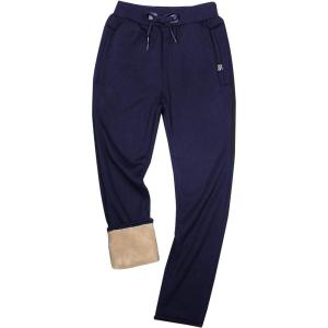 imageGihuo Mens Sherpa Lined Athletic Sweatpants Winter Warm Track Pants02 Navystraight Cuffs