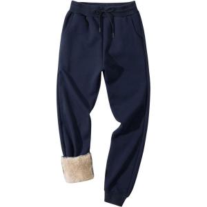 imageGihuo Mens Winter Fleece Pants Sherpa Lined Sweatpants Active Running Jogger Pants1 Royalblue Ribbed Cuff