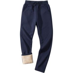 imageGihuo Mens Winter Fleece Pants Sherpa Lined Sweatpants Active Running Jogger Pants2 Royalblue Straight Cuff