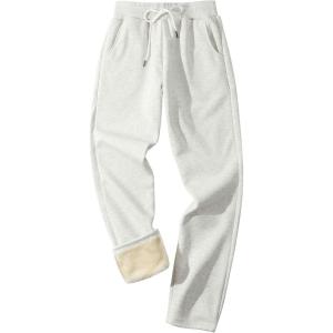 imageGihuo Mens Winter Fleece Pants Sherpa Lined Sweatpants Active Running Jogger Pants2 White Straight Cuff