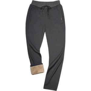 imageGihuo Mens Winter Warm Fleece Pants Sherpa Fleece Lined Jogger Pants Sweatpants01 Greystraight Cuffs
