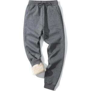imageGihuo Mens Winter Warm Fleece Pants Sherpa Fleece Lined Jogger Pants Sweatpants02 Dark Greyribbed Cuffs