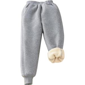 imageGihuo Unisex Boys Girls Winter Warm Sherpa Lined Sweatpants JoggerLightgrey