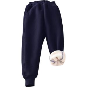 imageGihuo Unisex Boys Girls Winter Warm Sherpa Lined Sweatpants JoggerNavy