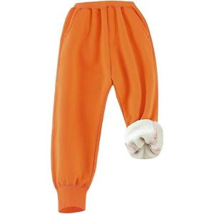 imageGihuo Unisex Boys Girls Winter Warm Sherpa Lined Sweatpants JoggerOrange