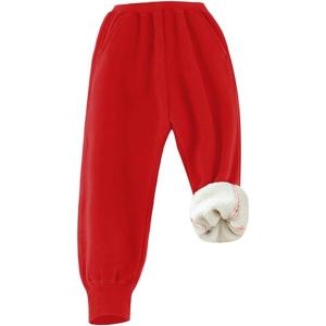 imageGihuo Unisex Boys Girls Winter Warm Sherpa Lined Sweatpants JoggerRed