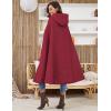 imageGihuo Cape Poncho Womens Hooded Maxi Cloak Coat Winter Warm Long Cloak Cosplay Costumes OuterwearWine