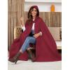 imageGihuo Cape Poncho Womens Hooded Maxi Cloak Coat Winter Warm Long Cloak Cosplay Costumes OuterwearWine